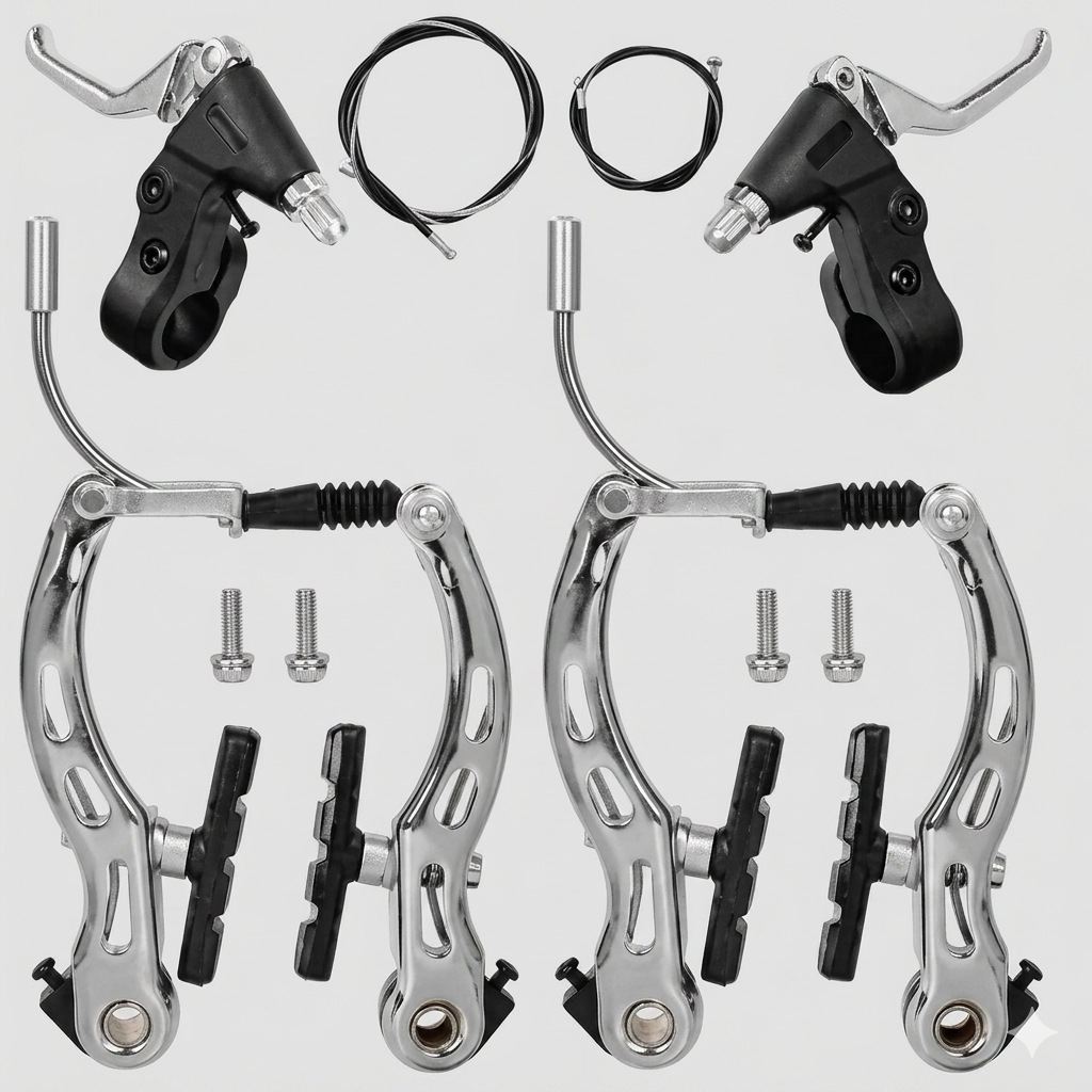 Gemini_Generated_Image_hm2lqkhm2lqkhm2l Kit Completo Freni V-Brake per Bicicletta (Anteriore e Posteriore) - Image 1